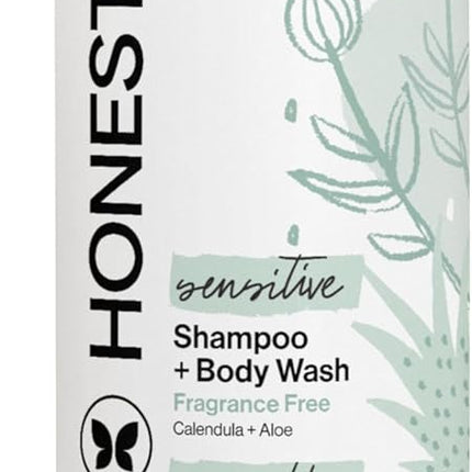 The Honest Company 2-in-1 Baby Shampoo & Body Wash, Fragrance-Free, Tear-Free, Hypoallergenic, Naturally Derived, Sensitive Skin, 10 fl oz
