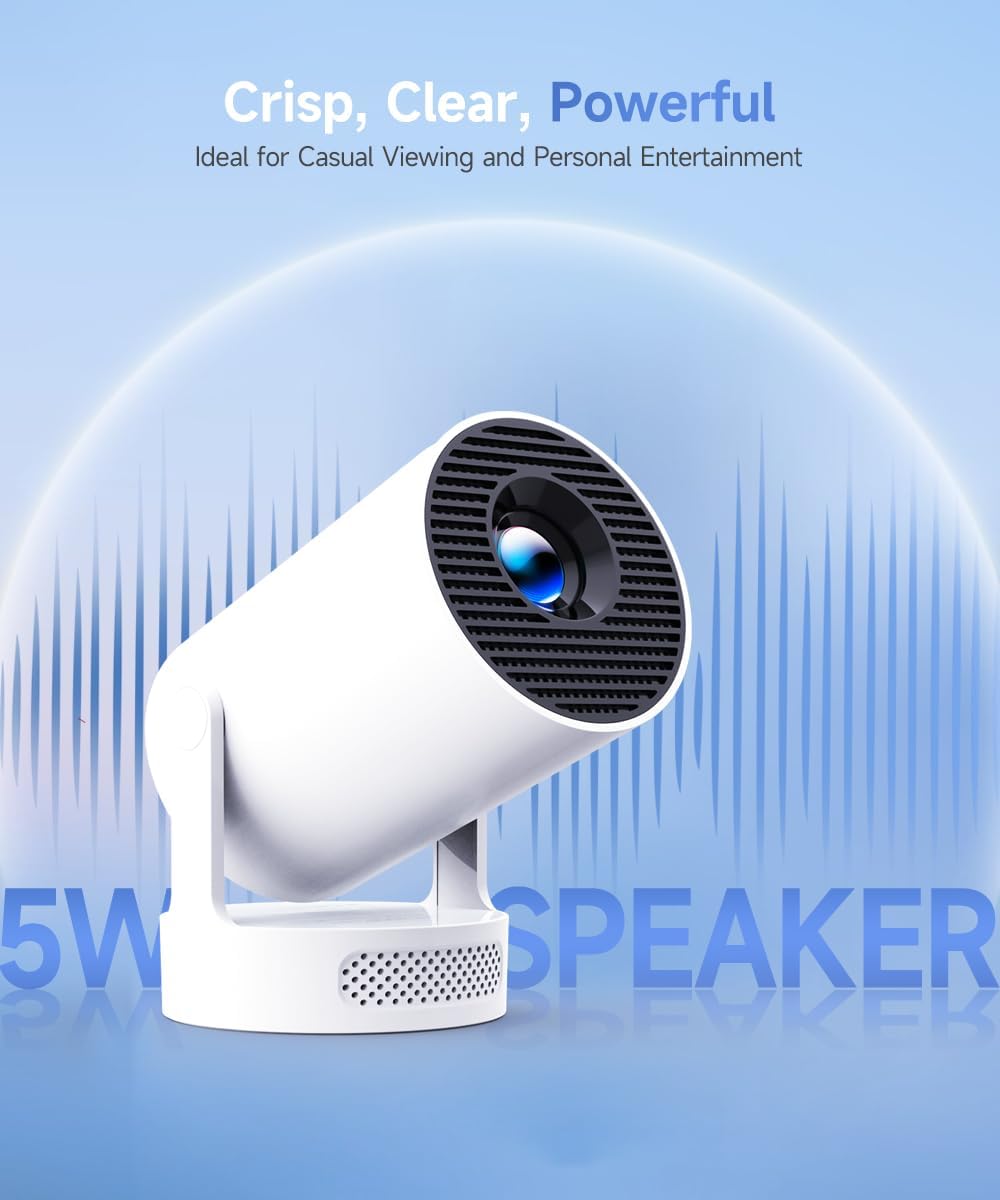 Mini Projector with WiFi 6 and Bluetooth 5.4, Portable Projector 4K Support, 5W Soundbase Speaker, Auto - photo 3