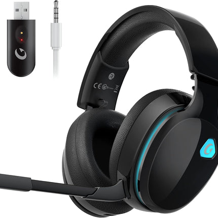 Gtheos 2.4GHz Wireless Gaming Headset for PC, PS4, PS5, Mac, Nintendo Switch, Bluetooth 5.2 Gaming Headphones with Noise Canceling Microphone, Stereo Sound, ONLY 3.5mm Wired Mode for Xbox Series-Black
