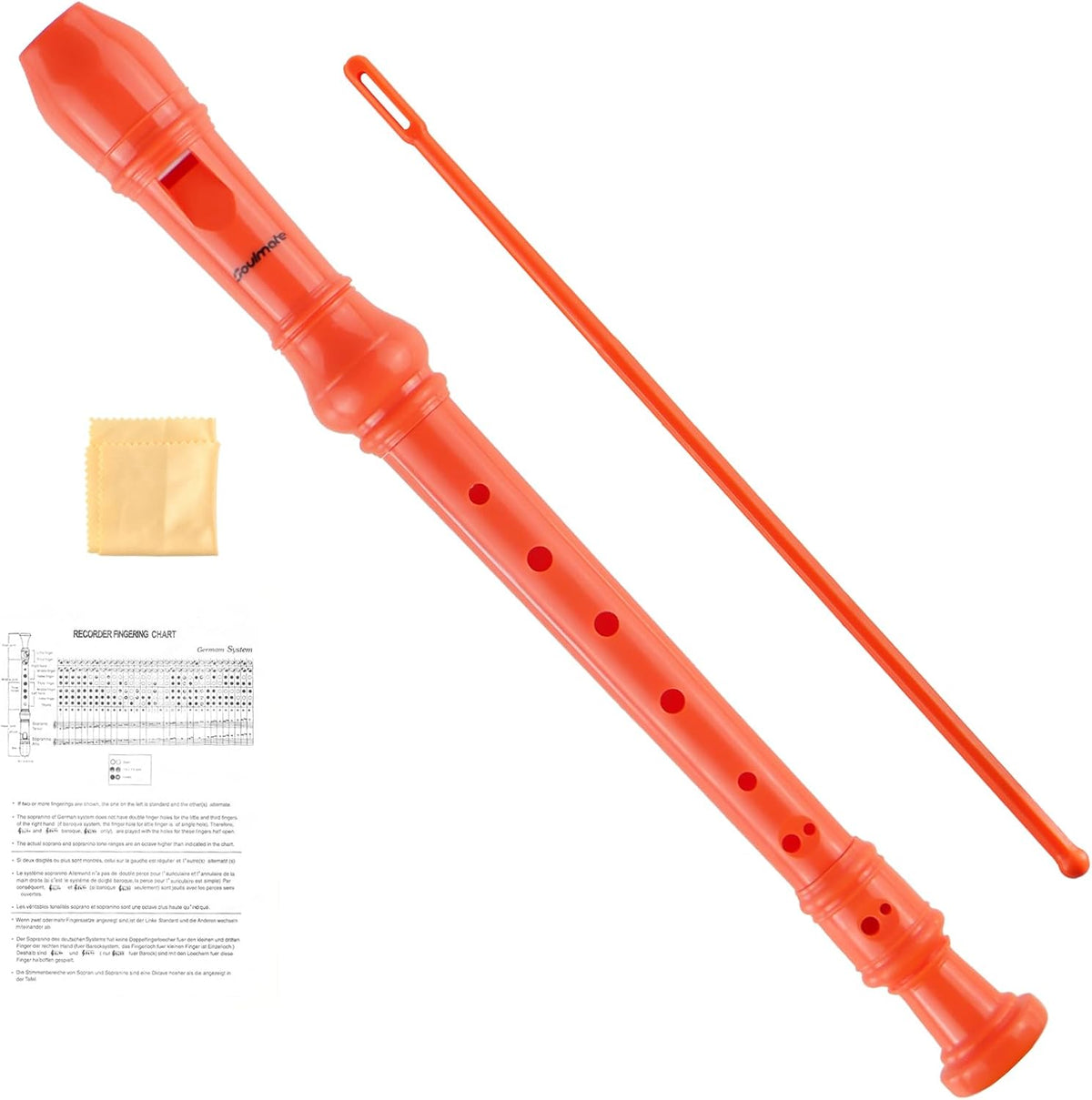 Soprano Recorder Instrument for Beginners Kids Students, German Style C Key 8 Holes Recorder Instrument 3 Piece with