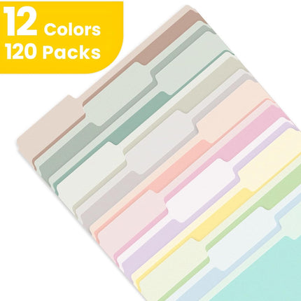 SUNEE File Folders, 120 Pack Manilla Folders 8.5 x 11, 12 Colors Folder Office Organization Home School Folders for Documents Files Paper