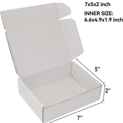 7x5x2 Inch Small Shipping Boxes 50-Pack, White Corrugated Cardboard Mailer Boxes for Mailing & Packaging, Gifts, DIY Crafts, Ecommerce, Small Business