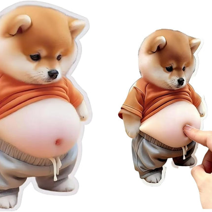 3D Shiba Inu Dog Belly Sticker,Door Stopper Wall Protector，Quiet, Shock Soft Rubber,Wall, Doorknobs, Refrigerator Door, Cabinets from Damage 2PCS (a(2PCS))