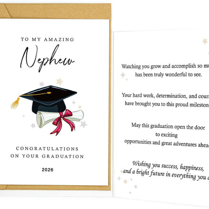 Graduation Card for Nephew 2026 Proud Congrats Greeting from Aunt or Uncle Inspirational Celebration Gift for High School or College Graduate (Nephew)