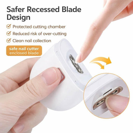 Electric Nail Clipper for Seniors, Automatic Nail Trimmer for Elderly Thick Nails, Safe Fingernail Cutter with Nail File & LED Light, Easy Grip USB Rechargeable Nail Clipper for Arthritis Hands