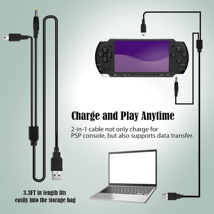 JDGPOKOO 4 in 1 Accessories Kit for PSP 1000/2000/3000, Carrying Case for PSP 1000 2000 3000, 2 Set Screen Protectors and Charging&Date Cable, Compatible with PlayStation Portable 1000/2000/3000 ONLY