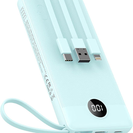 VEEKTOMX Portable Charger Built-in Cables, Power Bank for iPhone, Fast Charge USB C Battery Pack Travel Essentials Powerbank Compatible with iPhone 17/16/15/14, Samsung S25/24