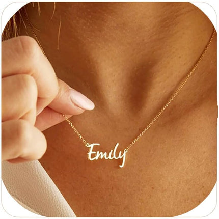 Ajiangwu Mothers Day Necklace Gifts for Mom,18K Gold Plated Name Necklace Personalized,Multiple Custom Name Necklace kids Names Customized Choker Necklace for Women
