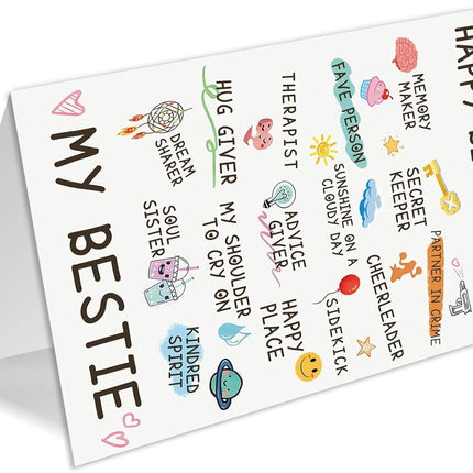 Bestie Birthday Card,Best Friend Birthday Card Gifts for Women Sister, Bestie Birthday Gift, Friendship Birthday Card