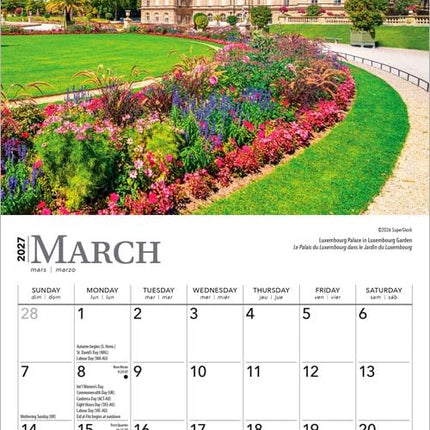 Paris | 2027 7 x 14 Inch (Hanging) Monthly Mini Wall Calendar | English/French Bilingual | BrownTrout | Scenic Travel Europe France (English and French Edition)