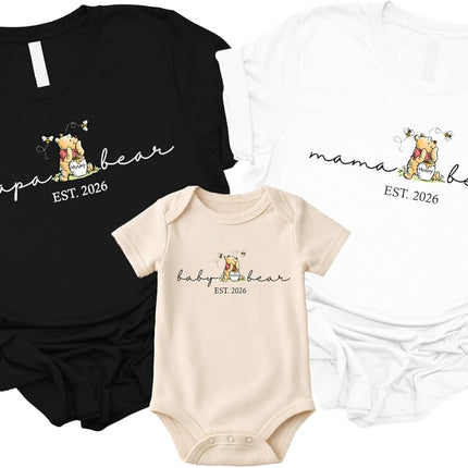 Mama Papa Bear Shirt Baby Bear Bodysuit Mom and Dad Shirts for New Parents Gifts Matching Family Bear Shirts