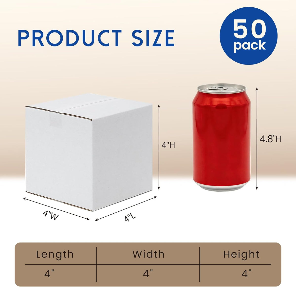 4x4x4 White Corrugated Shipping Boxes, 50 Pack - photo 2