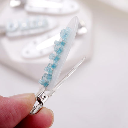 Bride Hair Clips Set - 4PCS White Blue No Crease Makeup Clips Gift, Wedding Day Accessories for Bride to Be, Elegant Bridal Hair Barrettes Jewelry Gifts for Bridal Shower, Bachelorette Party