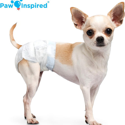 Paw Inspired Disposable Dog Diapers, Female Dog Diapers Ultra Protection, Diapers for Dogs in Heat, Excitable Urination, or Incontinence, XXS 32 Count