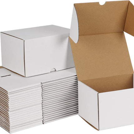 ZBEIVAN 7x5x4 White Shipping Boxes Set of 50, Corrugated Cardboard Mailer Boxes for Packaging Small Business Mailing Gifts