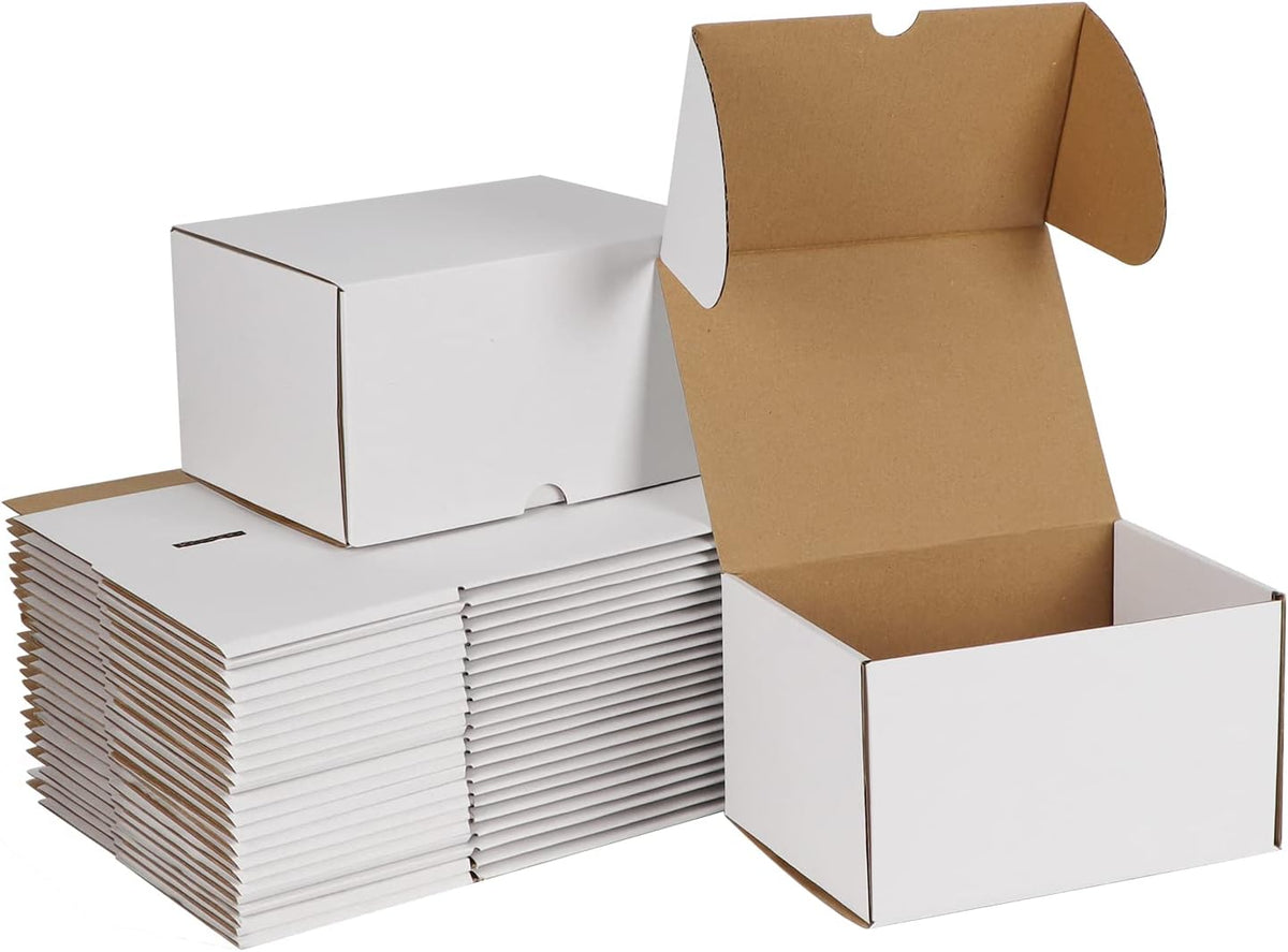 7x5x4 White Corrugated Shipping Boxes, Set of 50