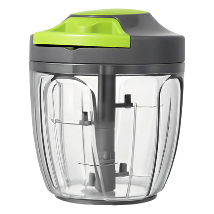 Manual Food Processor & Vegetable Chopper, Hand Pull String Garlic Mincer Onion Chopper Dicer for Salsa Pesto Guacamole, 3 Stainless Steel Blades, 500ml White