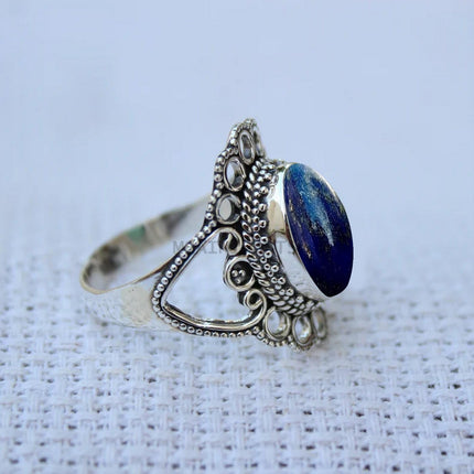 Solid 925 Sterling Silver Ring For Womens, Genuine Black Onyx Ring Gemstone Unique Handcrafted Ring