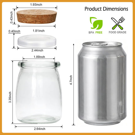 Frascos de vidrio de 7 oz con tapas, mini frascos para yogur de 30 unidades, frascos de botica