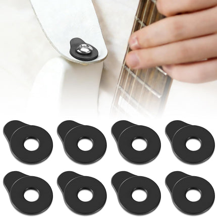 8PCS Rubber Guitar Strap Locks, Black Anti-Slip & Noise-Free Strap Retainers Quick Fit for Electric/Acoustic/Bass/Ukulele, Tool-Free Installation, Soft Lightweight Strap Buttons for Guitar Enthusiasts