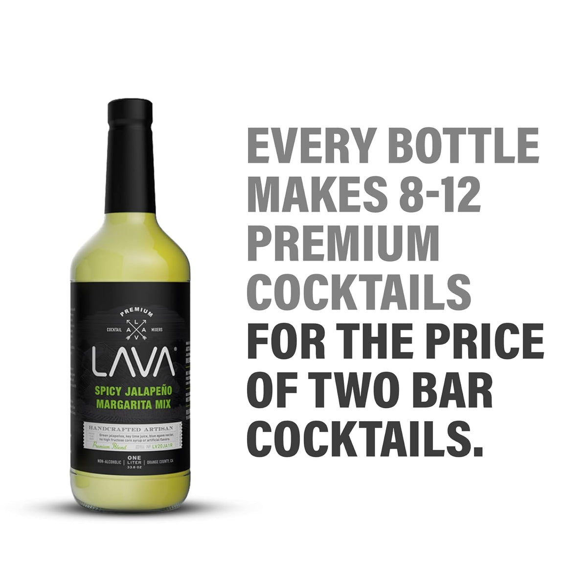 Premium Spicy Jalapeño Margarita Mix, 1-Liter Glass Bottle - photo 2