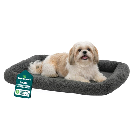 Cama para perros pequeños y gatos de interior, lavable, tamaño para jaulas - almohadilla de jaula con refuerzo de vellón Sherpa - gris, pequeña