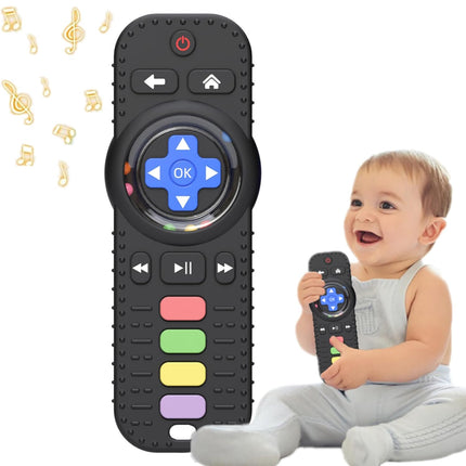 Fu Store Silicone Baby Teether Toys for 0-12 Momths 3-24 Months Infant Toddlers TV Remote Control Rattle Teethers for Babies Chew Toys Teething Relief Soothe Babies Gums, Black