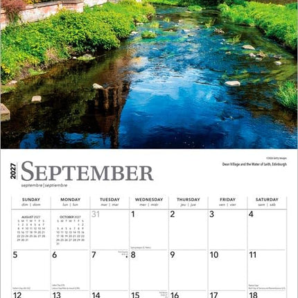 Scotland | 2027 12 x 24 Inch (Hanging) Monthly Square Wall Calendar | Plastic-Free | BrownTrout | UK United Kingdom Scenic