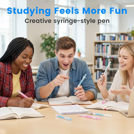 3 Pack Of Syringe Shaped Ink Pens, 2026 New Creative Syringe Shaped Gel Pen for Funny, Novelty Ballpoint Pens for Office Supplies, 0.38mm Black Neutral Pen, Pen Body Color Random (3)