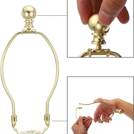 PATIKIL 7 Inch Lamp Harp Kit with Finial, 1 Set Detachable Shade Bracket Holder, DIY Lighting Accessories for Table Floor Lamps, Gold Tone