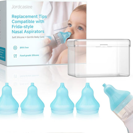 Nasal Aspirator Replacement Tips Compatible with Frida-Style Baby Nose Sucker, Soft Silicone Tips for Infant & Toddler, BPA-Free Reusable Replacement Parts Accessories, 4pcs