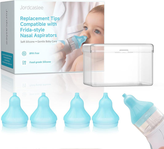 Nasal Aspirator Replacement Tips Compatible with Frida-Style Baby Nose Sucker, Soft Silicone Tips for Infant & Toddler