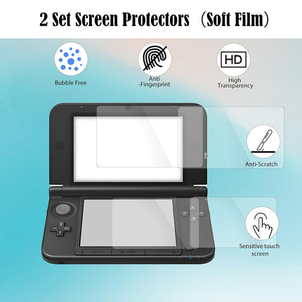 JDGPOKOO 5 in 1 Accessories Kit for Nintendo 3DS XL/LL, Carrying Case for 3DS XL/LL, Clear Shell Case, 2 Set Screen Protectors and Charging Cable Compatible with Nintendo 3DS‌ XL/LL ONLY