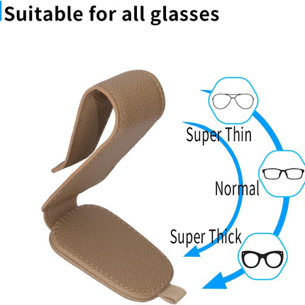 Yuoyar 2 Packs Magnetic Sunglass Holder for Car Visor - Universal Sunglasses Clip for Different Size Eyeglasses - Convenient Interior Car Accessories (Beige)