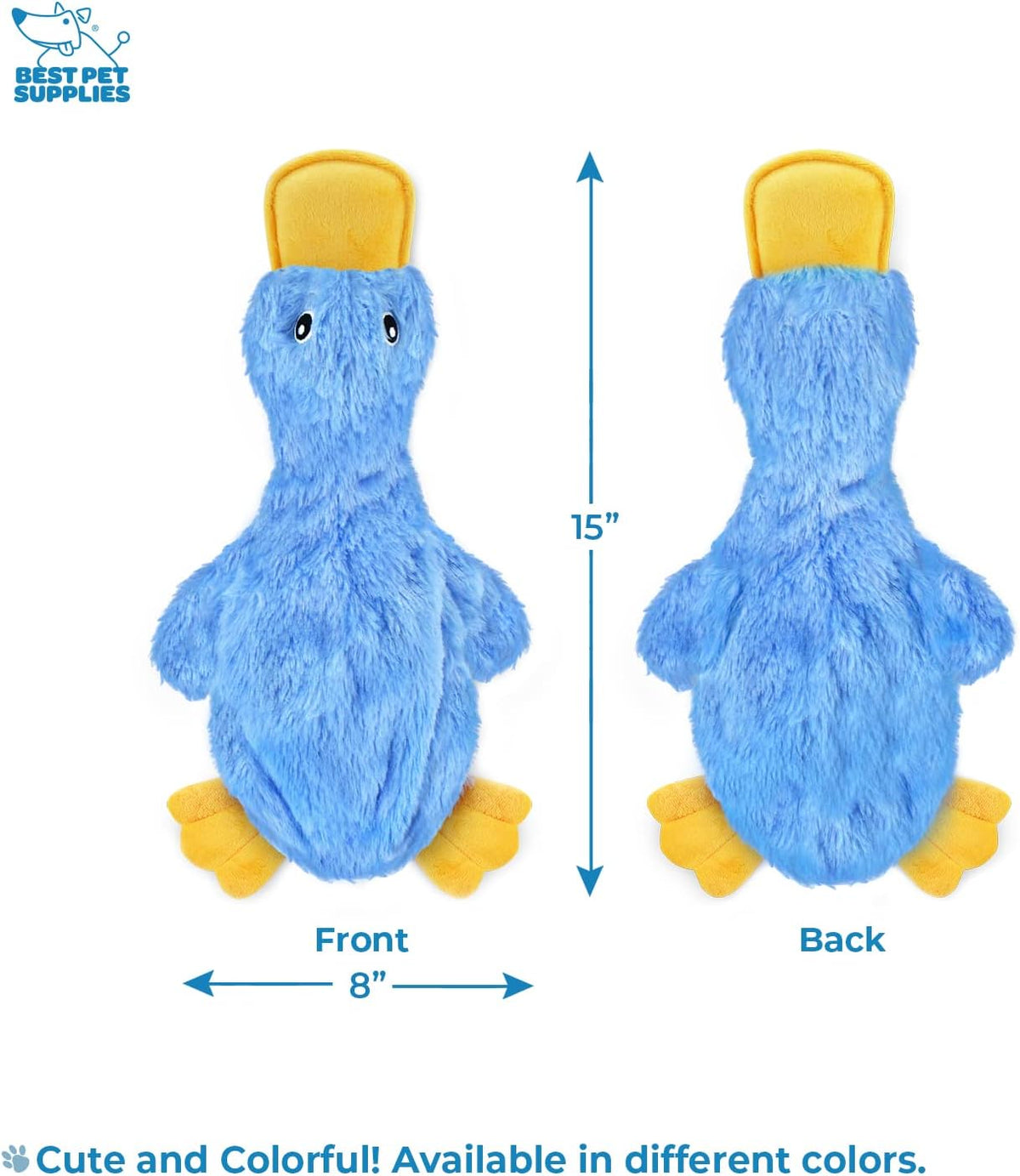 Interactive Squeaky Dog Chew Toy - Blue Crinkle Duck, Large - photo 4