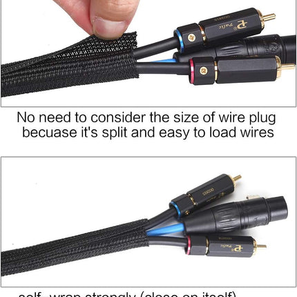 Alex Tech 10ft - 1/2 inch Cord Protector Wire Loom Tubing Cable Sleeve Split Sleeving For USB Cable Power Cord Audio Video Cable – Protect Cat From Chewing - Black