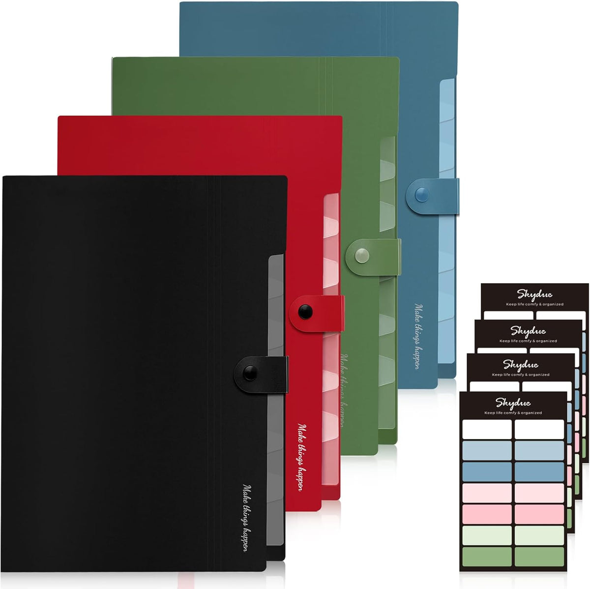 8 Pockets Accordion File Organizer, Expanding File Folders, Portable Document Paper Organizer, A4 Letter Size, Snap