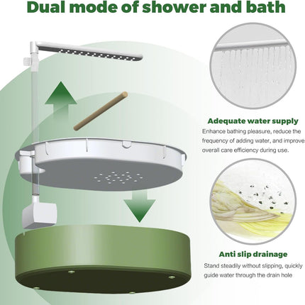 Parrot Bathtub,Bird Shower Parakeet Bath for Cage with Adjustable Water Flow Control Valve, Contains USB and Pump,tarpaulin,for Pet Birds,Cockatiel,Budgie,Suitable for Many Kinds of Birds(Green)