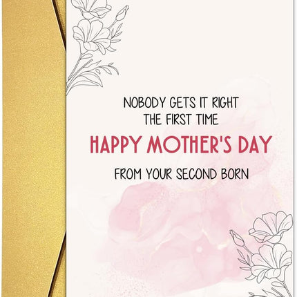 Funny Mother's Day Card from Second Born, Humorous Happy Mothers Day Card from 2nd Born Second Born Son Daughter Children Kids, Hilarious 2nd Born Mother's Day Cards Gift for Mom Mother