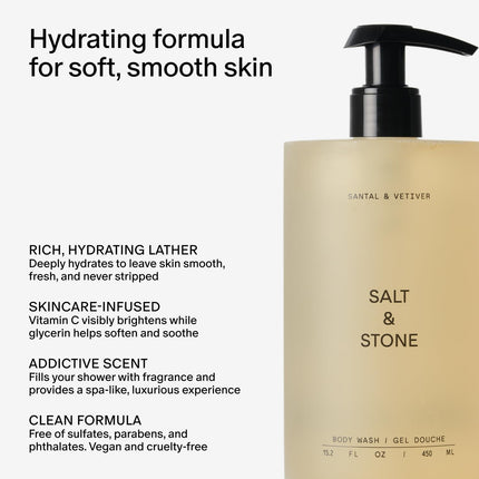 Body Wash for Women & Men, Santal & Vetiver 15.2 fl oz