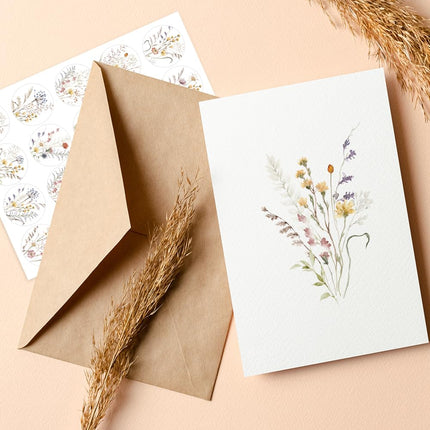 Blank Cards with Envelopes and Stickers, Wildflower 50 Pack 3.5x5
