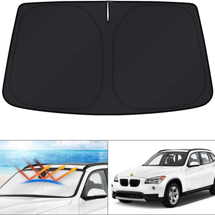 KUST Windshield Sun Shade for BMW X1 E84 Accessories 2011 2012 2013 2014 2015 Custom Fit Sunshade Foldable Sun Visor Protector Blocks UV Rays Keep Your Car Cooler