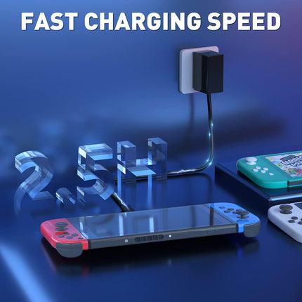 Charger for Nintendo Switch with 5FT Charging Cable, AC Power Supply Adapter for Nintendo Switch/LITE/OLED Work as Original Charger, Support Switch TV Dock Mode Output 15V2.6A USB C Chargers