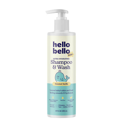 Hello Bello Baby Premium Shampoo & Wash, Coconut Vanilla Scent, 10oz Bottle