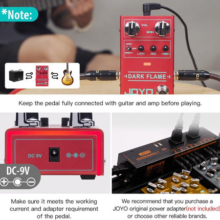 JOYO Modern Metal High Gain Distortion Guitar Effect Pedal with Different Tone Styles for Electric Guitar - True Bypass (Dark Flame R-17)