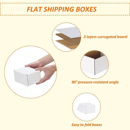 HORLIMER 6x4x3 inches Shipping Boxes Set of 50, White Corrugated Cardboard Box Literature Mailer