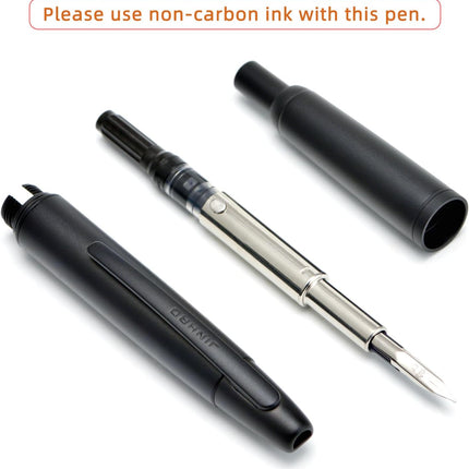 Jinhao 10 Press Fountain Pen with Box, Matte Black Retractable Extra Fine Nib with Ink Converter Set (Clip Version)