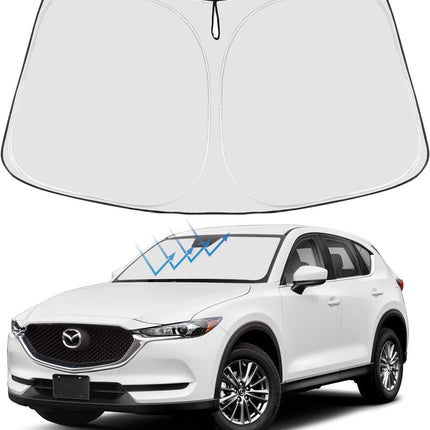 Proadsy 2026 Upgrade Windshield Sun Shade Custom Fit Mazda CX5 CX-5 2017-2025 2026 4-Layer Foldable Front Sunshade Protector Sun Visor Blocks UV Rays Keep Car Cooler