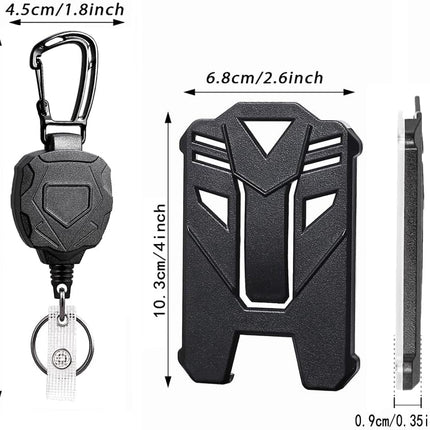 Badge Holder Retractable Clip Heavy Duty Carabiner Badge Reel Keychain with Lanyard ID Cards Holder Cool Tactical ID Holder