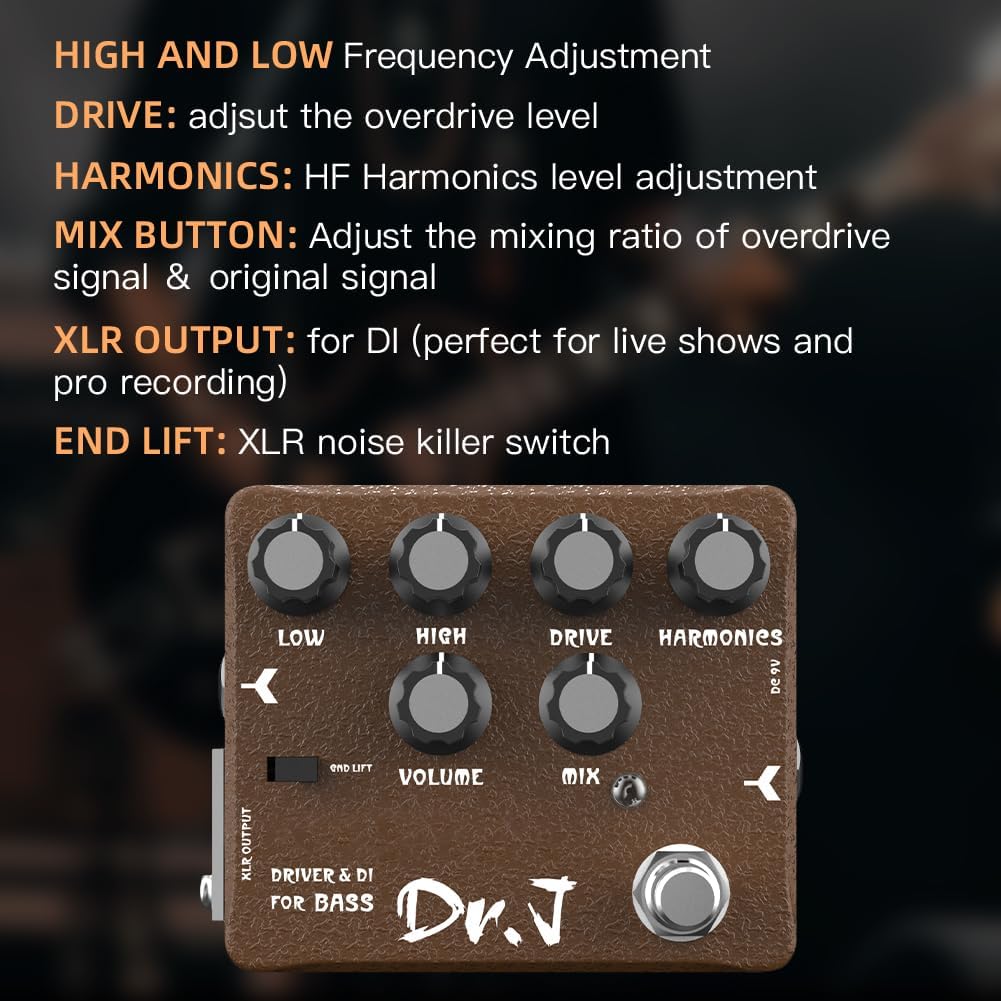 Bass Overdrive Amp Simulator Pedal with DI and XLR Output - photo 2